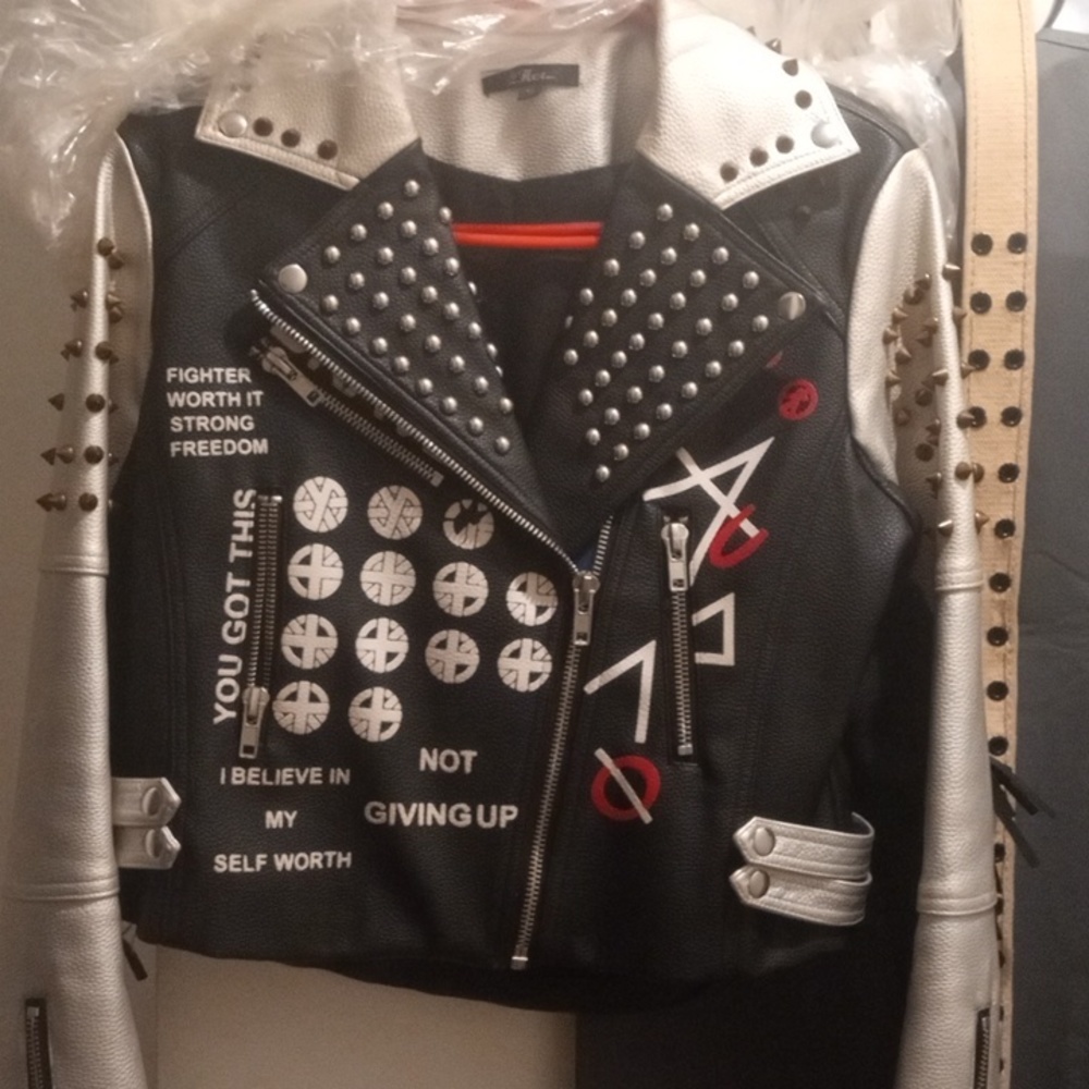 Medium 'ForHer..nyc' Leather spiked jacket